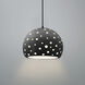 Perforated Globe Pendant Ceiling Light in Matte Black, Black Cord, Replaceable Bulb, Carbon Matte Black, 10W x 7.75H, Form+Finish+Function