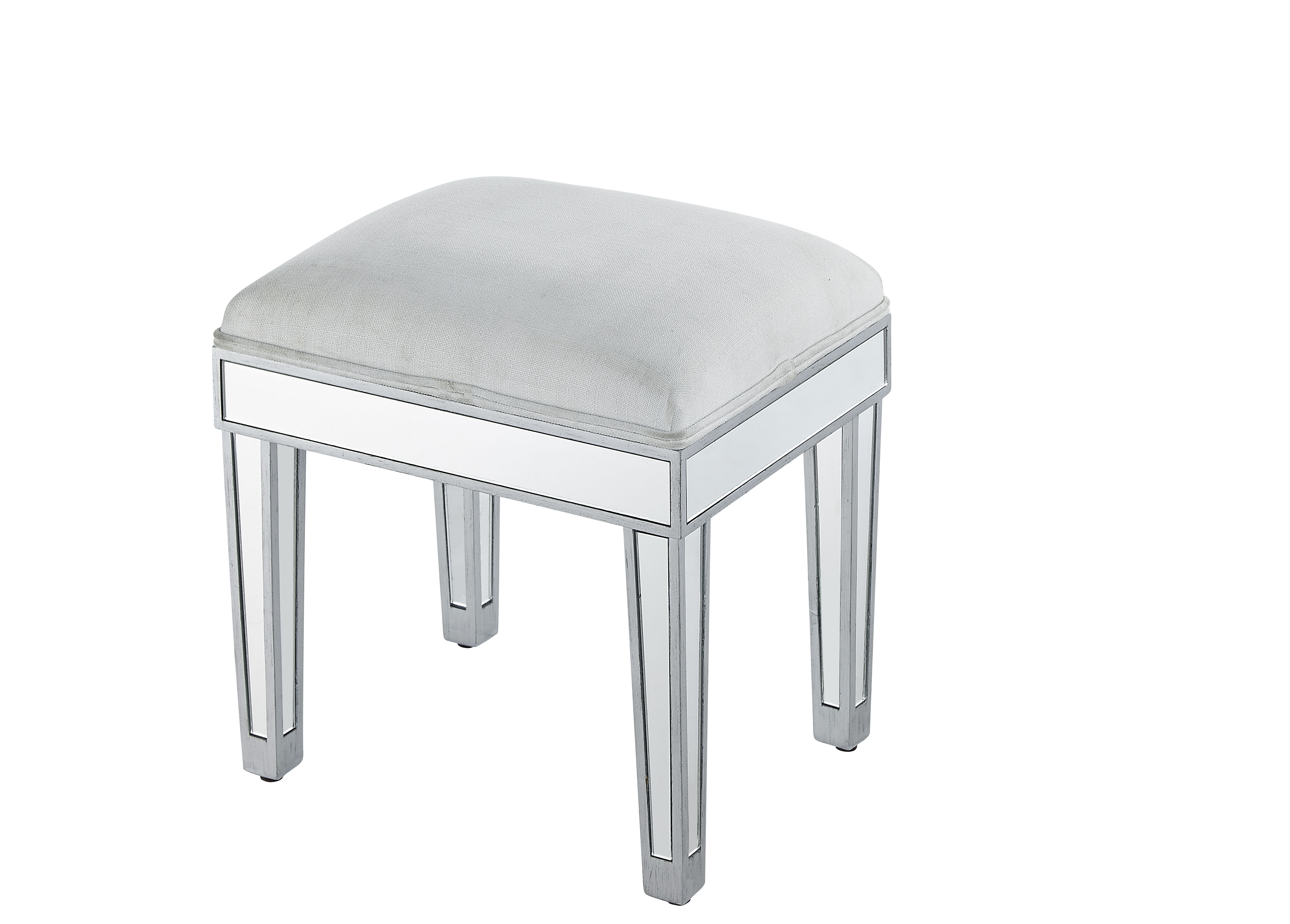 Reflexion 18 inch Antique Hand Rubbed Silver Dressing Stool