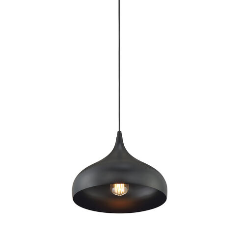 Modern 1 Light 12 inch Matte Black Mini-Pendant Ceiling Light, Plug-In