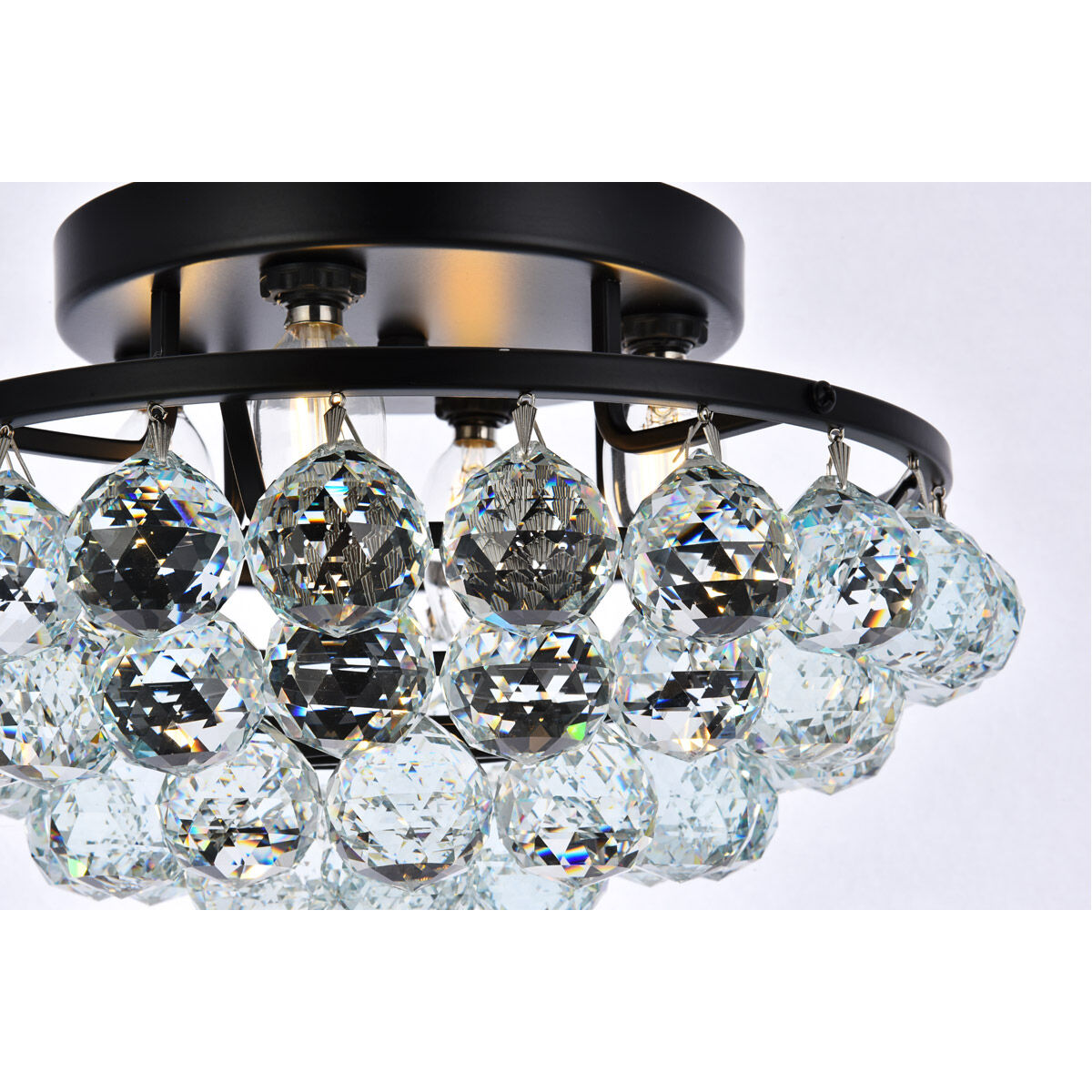 Corona 4 Light 14 inch Black and Clear Flush Mount Ceiling Light