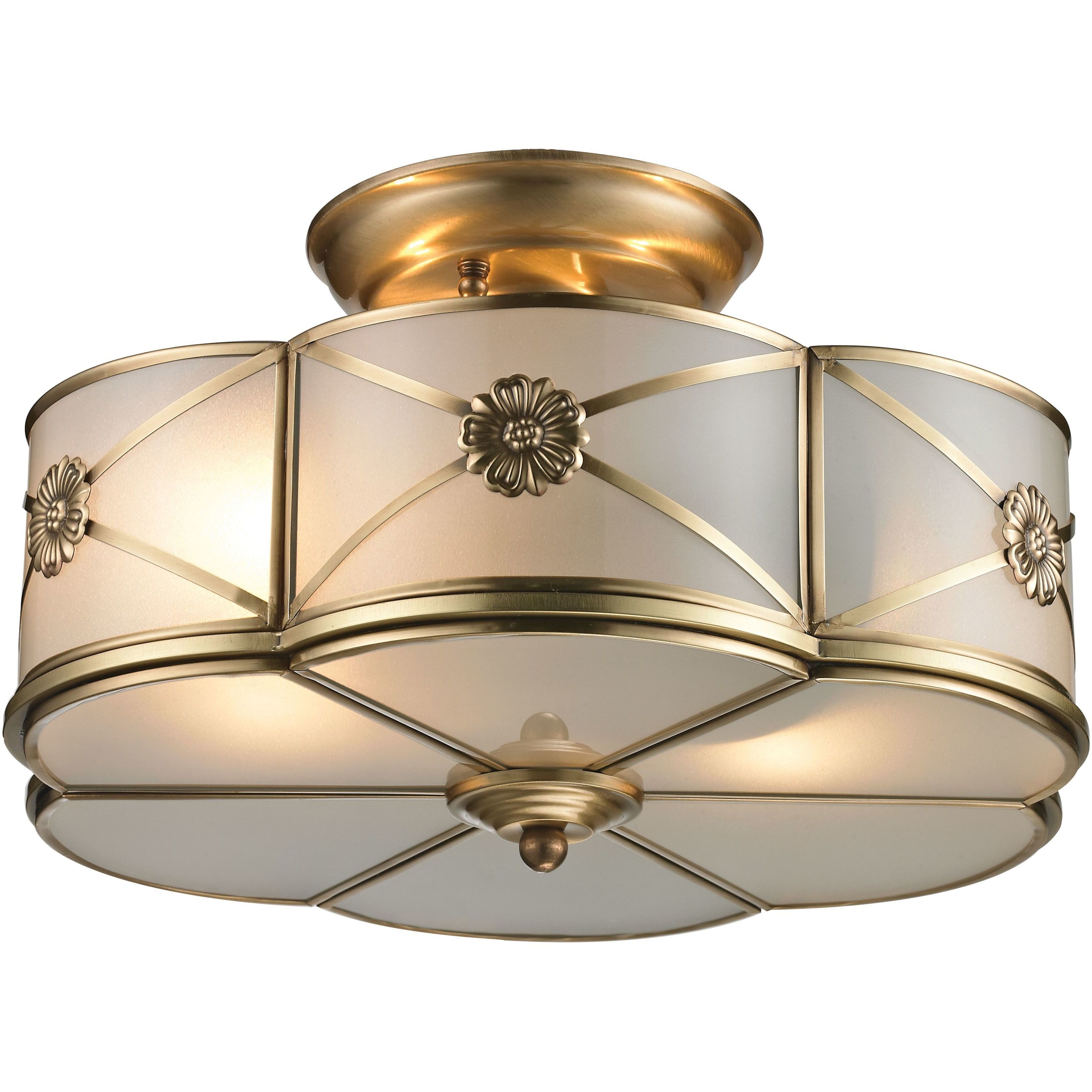 Preston 2 Light 14 inch Brushed Brass Semi Flush Mount Ceiling Light
