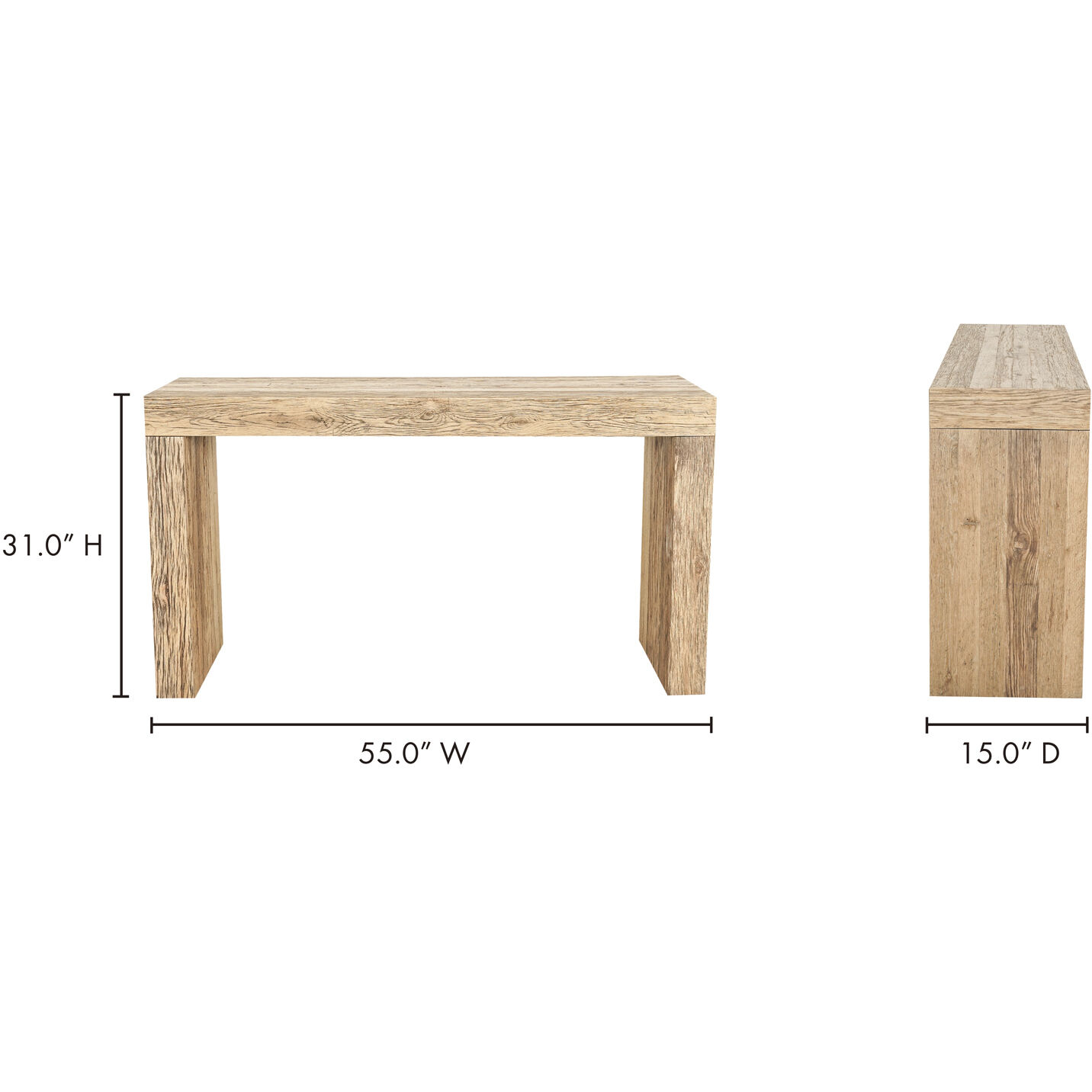 Evander 55 X 15 inch Aged Oak Console Table