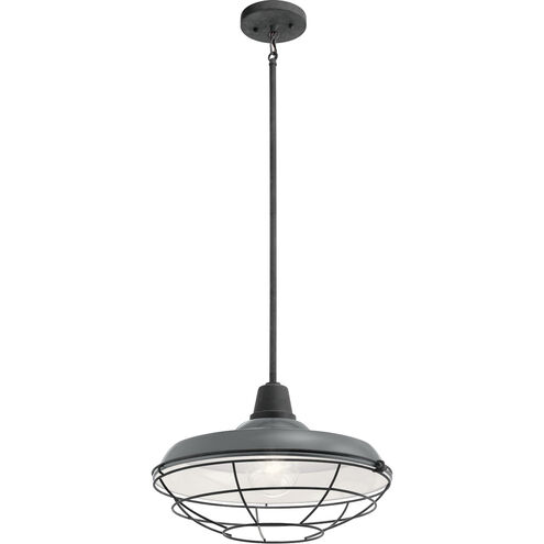 Pier 1 Light 17 inch Gloss Grey Pendant/Semi Flush Ceiling Light