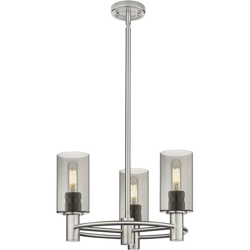 Crown Point 3 Light 18 inch Satin Nickel Pendant Ceiling Light in Light Smoke Glass