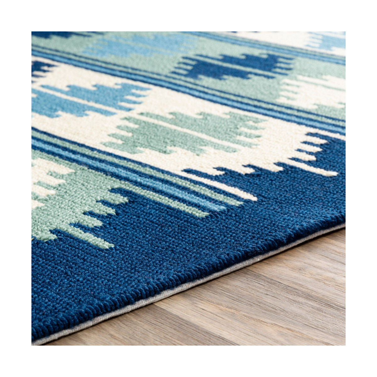 Rain 96 X 96 inch Navy/Blue/Seafoam/Cream Handmade Rug, Round