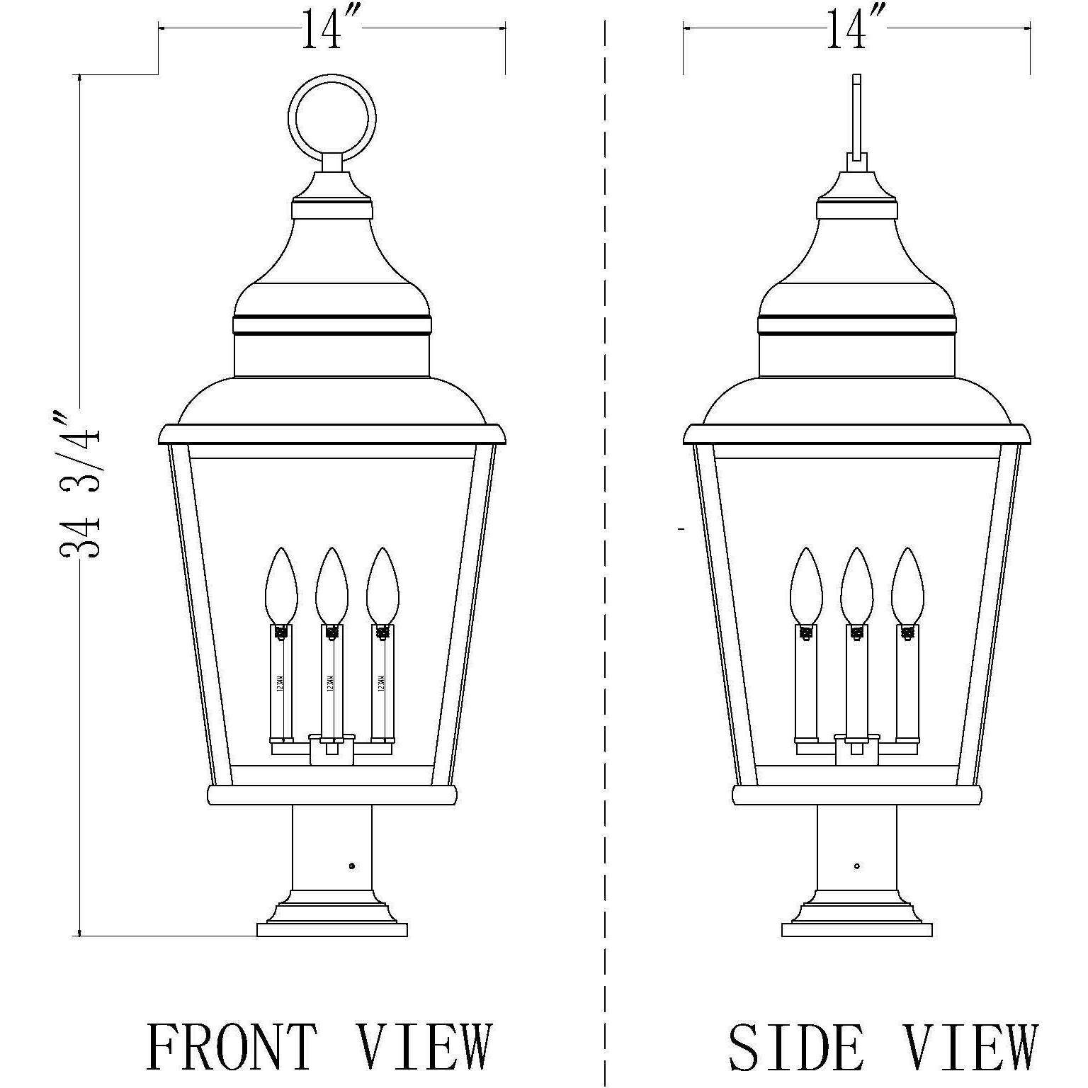 Raphael 4 Light 35 inch Sand Black Outdoor Pier Mounted Fixture in Soft Sand Black