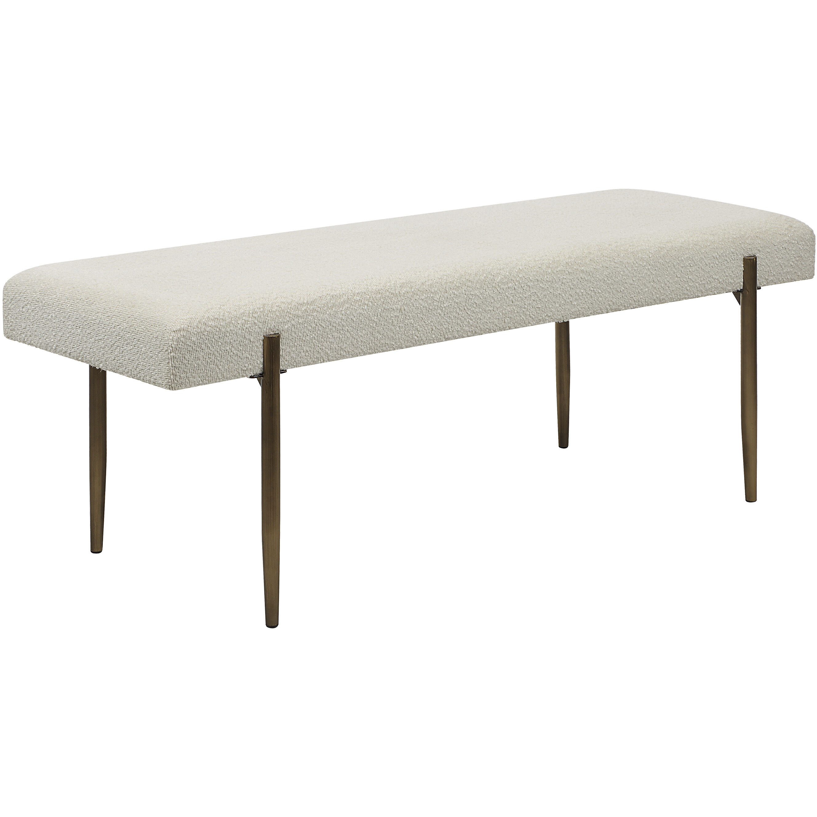 Indus Ivory and Dark Antique Brushed Brass Bench