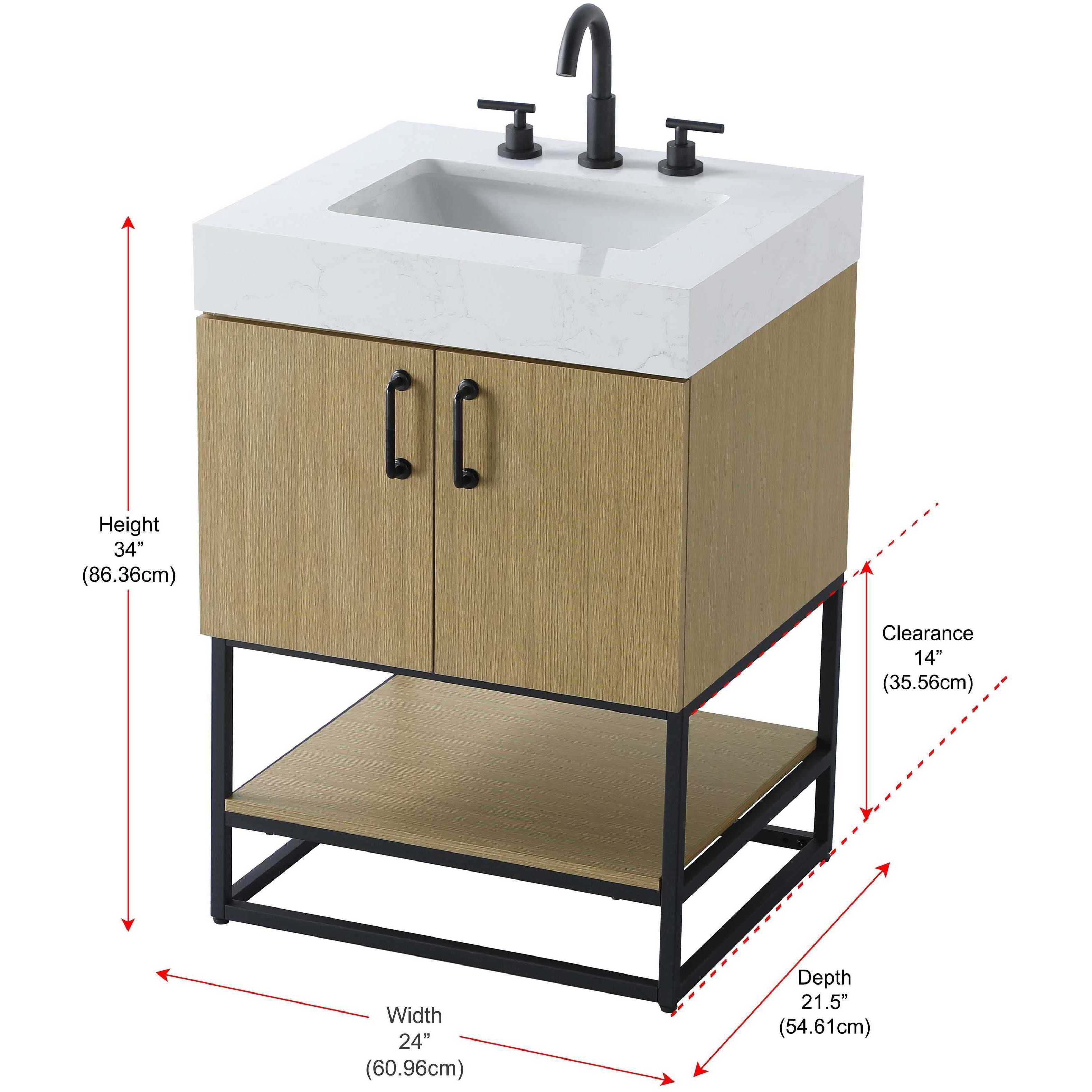 Caroline 24 X 34 inch Honey Brown Bathroom Vanity Cabinet