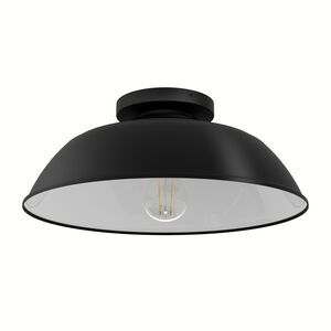Mill Valley 1 Light 14 inch Matte Black and White Outdoor Flush Mount, Medium