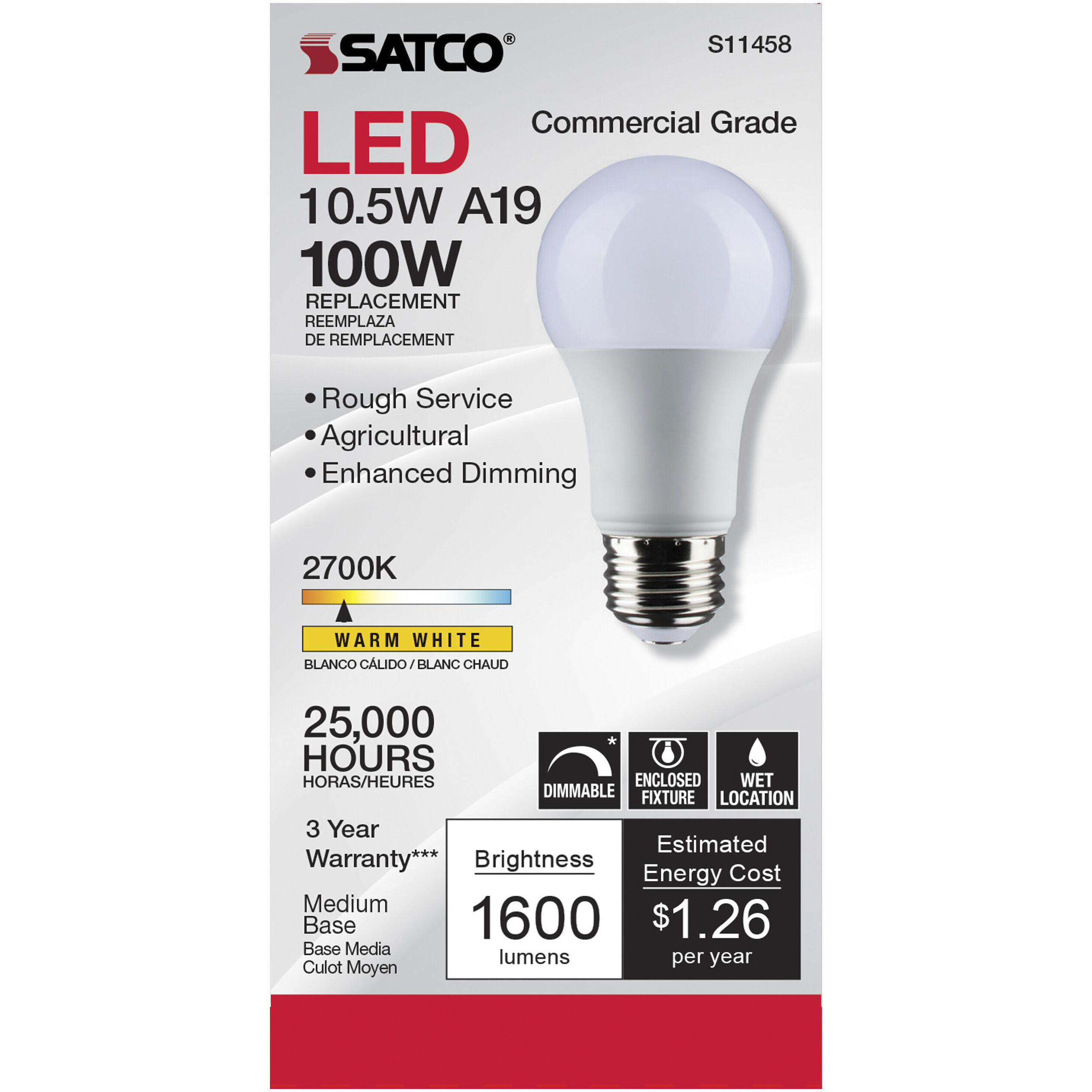Lumos LED A19 Medium 10.5 watt 120 2700K Light Bulb, Type A