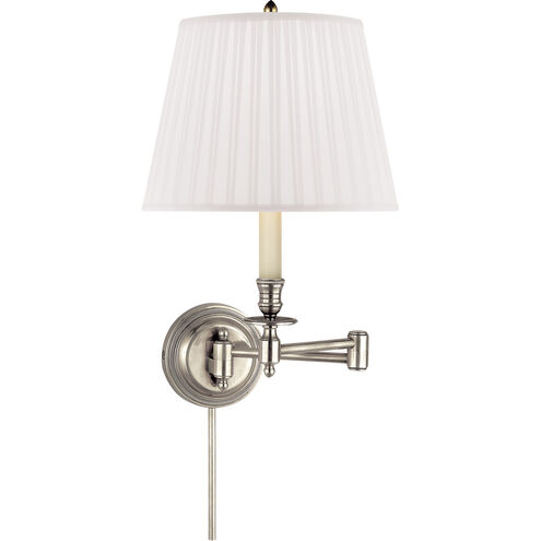 Candle Stick 19 inch 60.00 watt Antique Nickel Swing Arm Wall Light in Silk