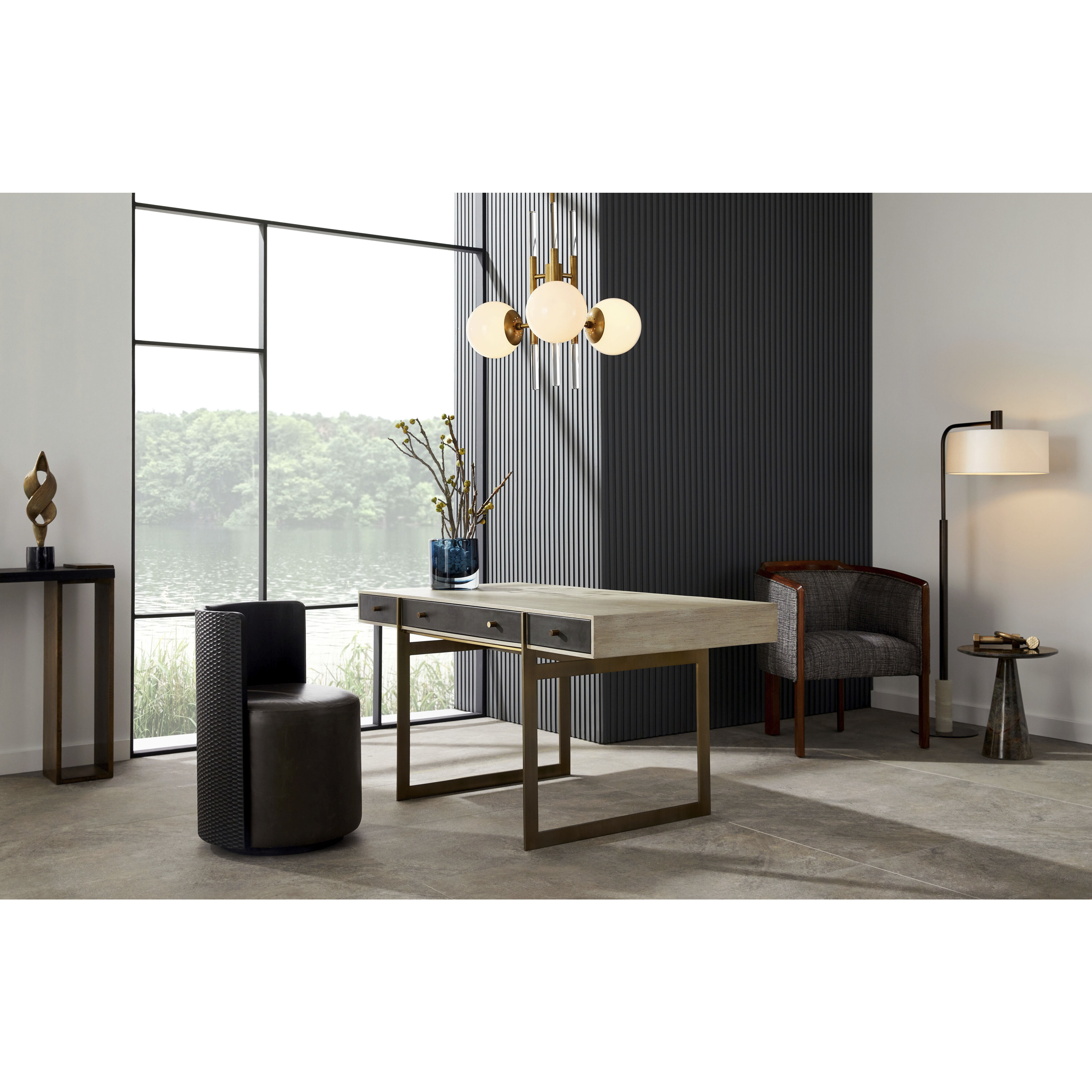 Oberon 3 Light 25 inch Antique Brass Pendant Ceiling Light