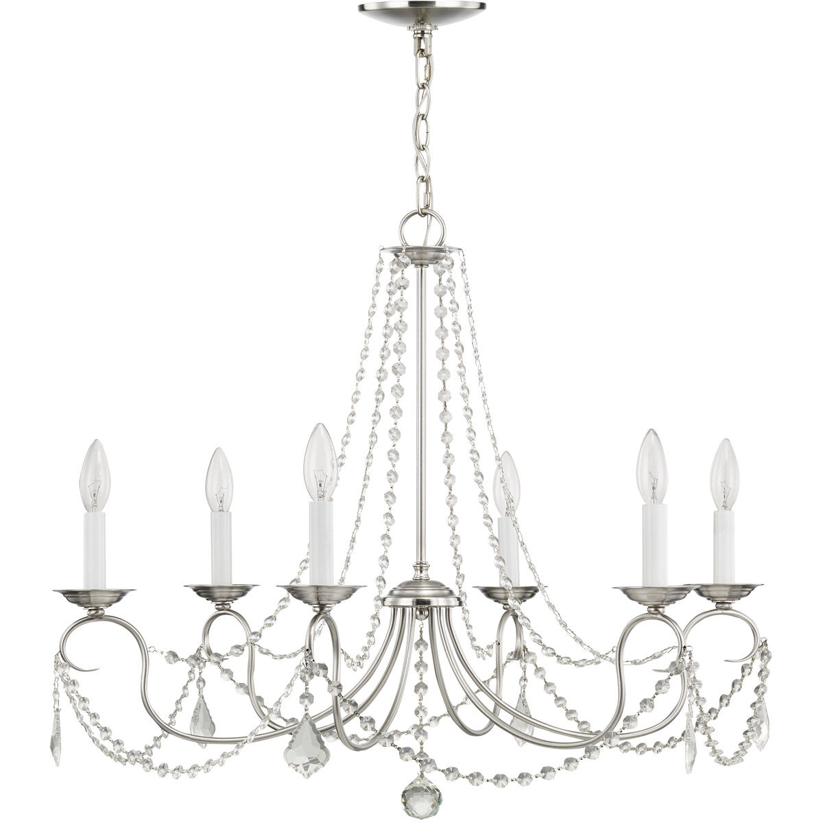 Pennington 6 Light 28 inch Brushed Nickel Chandelier Ceiling Light