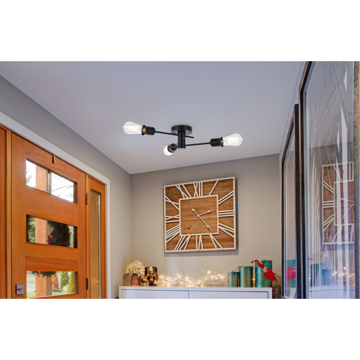 Xavier 3 Light 18 inch Black Flush Mount Ceiling Light