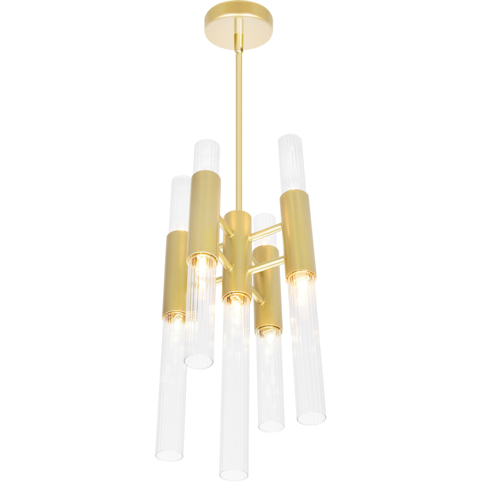 Orgue 9 Light 8 inch Satin Gold Down Mini Pendant Ceiling Light
