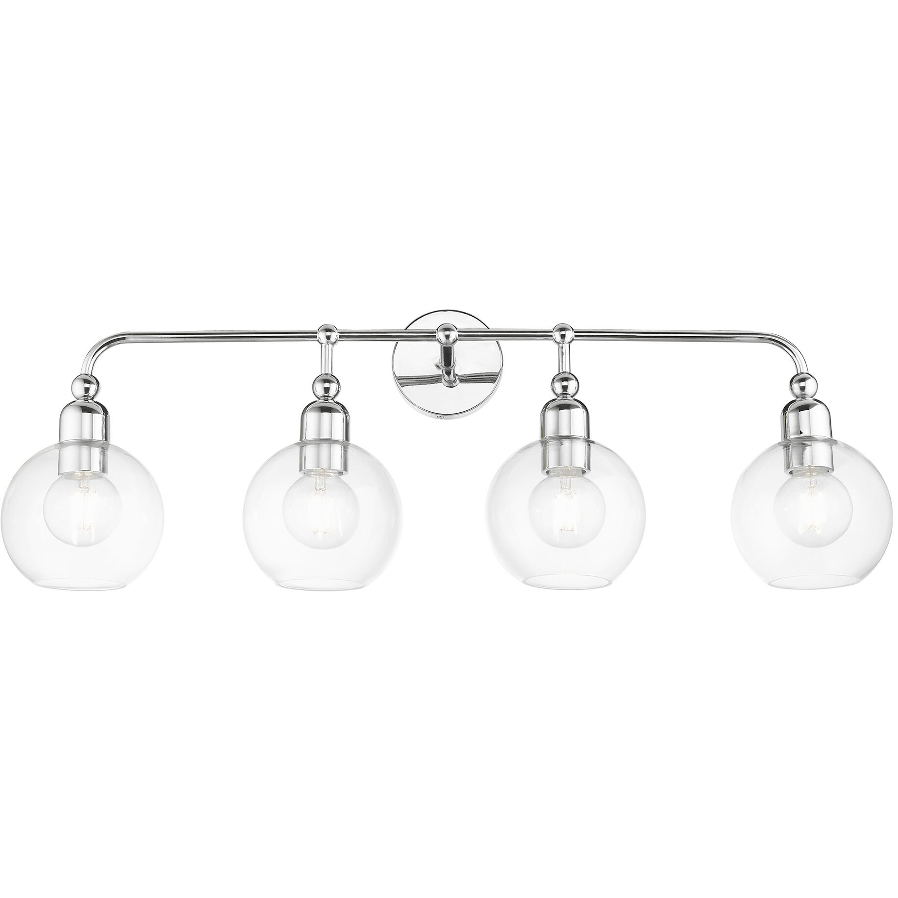 Downtown 4 Light 36 inch Polished Chrome Vanity Sconce Wall Light, Large, Sphere