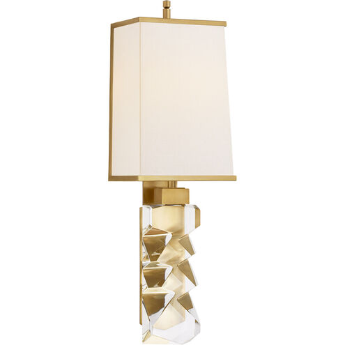 Thomas O'Brien Argentino 2 Light 6.5 inch Crystal and Hand-Rubbed Antique Brass Sconce Wall Light in Linen and Hand-Rubbed Antique Brass, Large