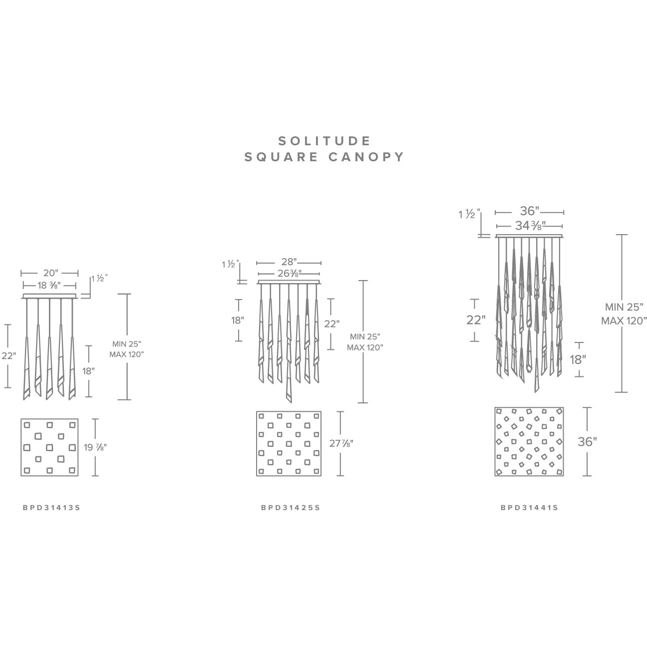 Beyond Solitude LED 20 inch Antique Nickel Multi-Light Pendant Ceiling Light, Square Canopy