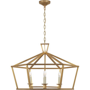 Chapman & Myers Darlana LED 32 inch Antique-Burnished Brass Hexagonal Lantern Pendant Ceiling Light