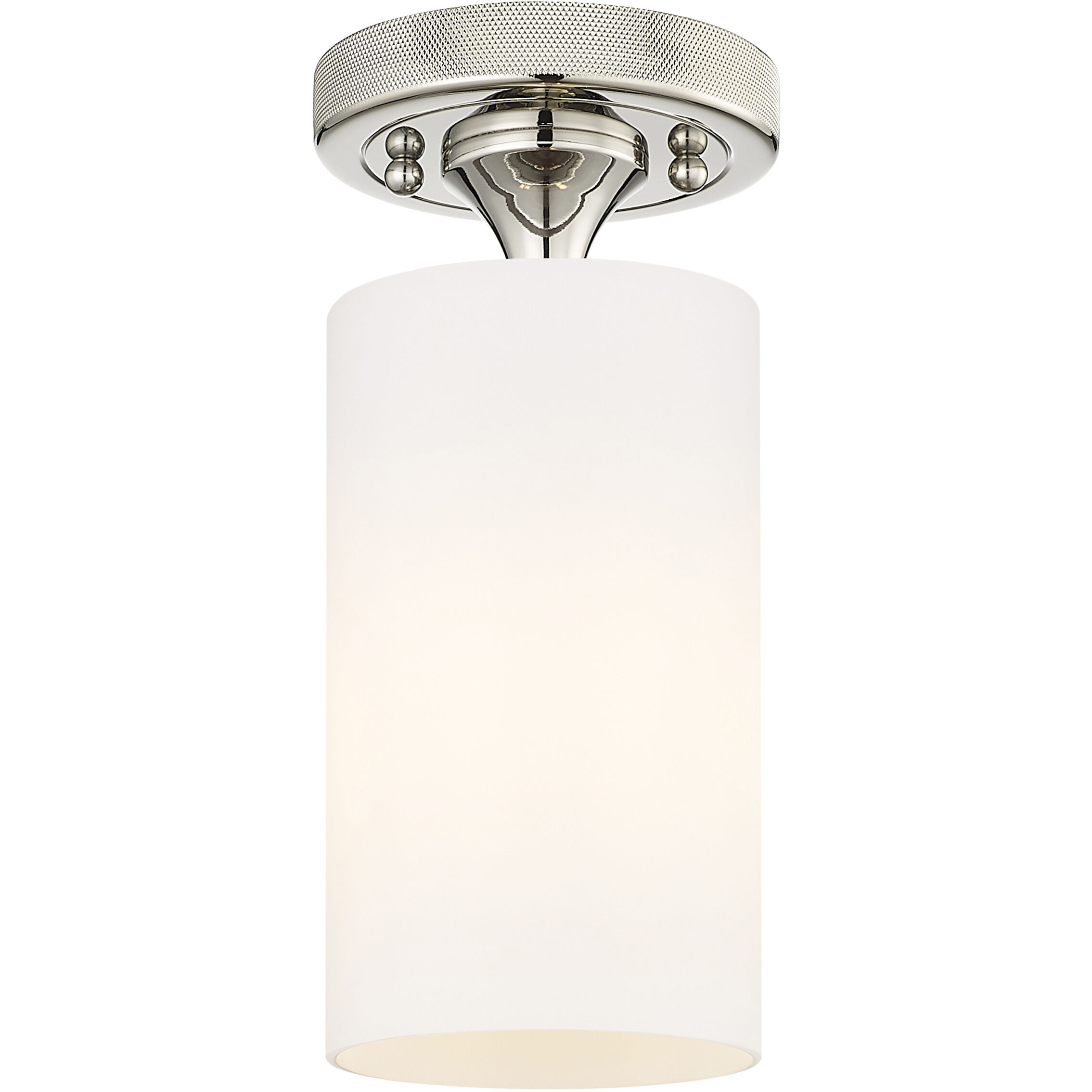 Downtown Urban Crown Point 1 Light 3.88 inch Polished Nickel Flush Mount Ceiling Light in Matte White