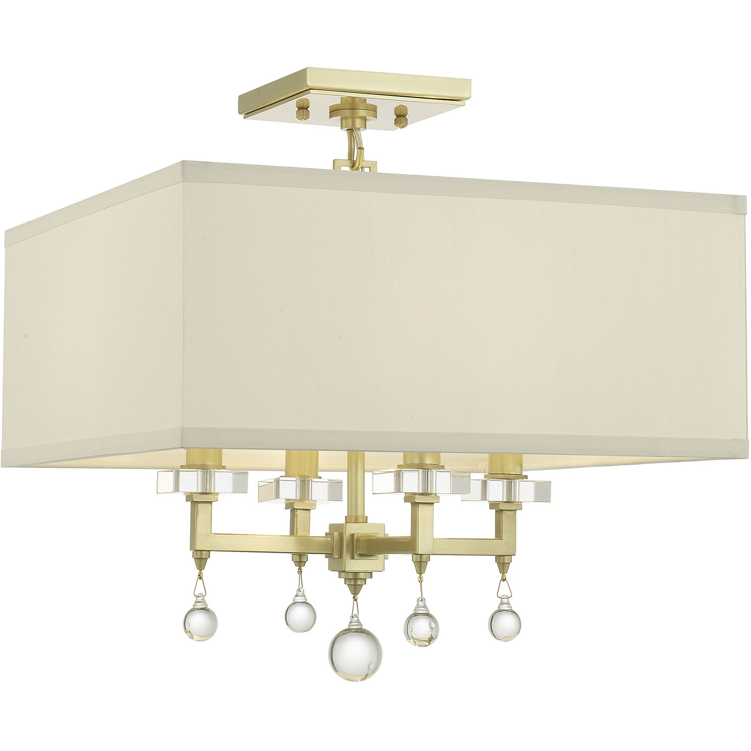 Paxton 4 Light 16 inch Aged Brass Semi Flush Ceiling Light