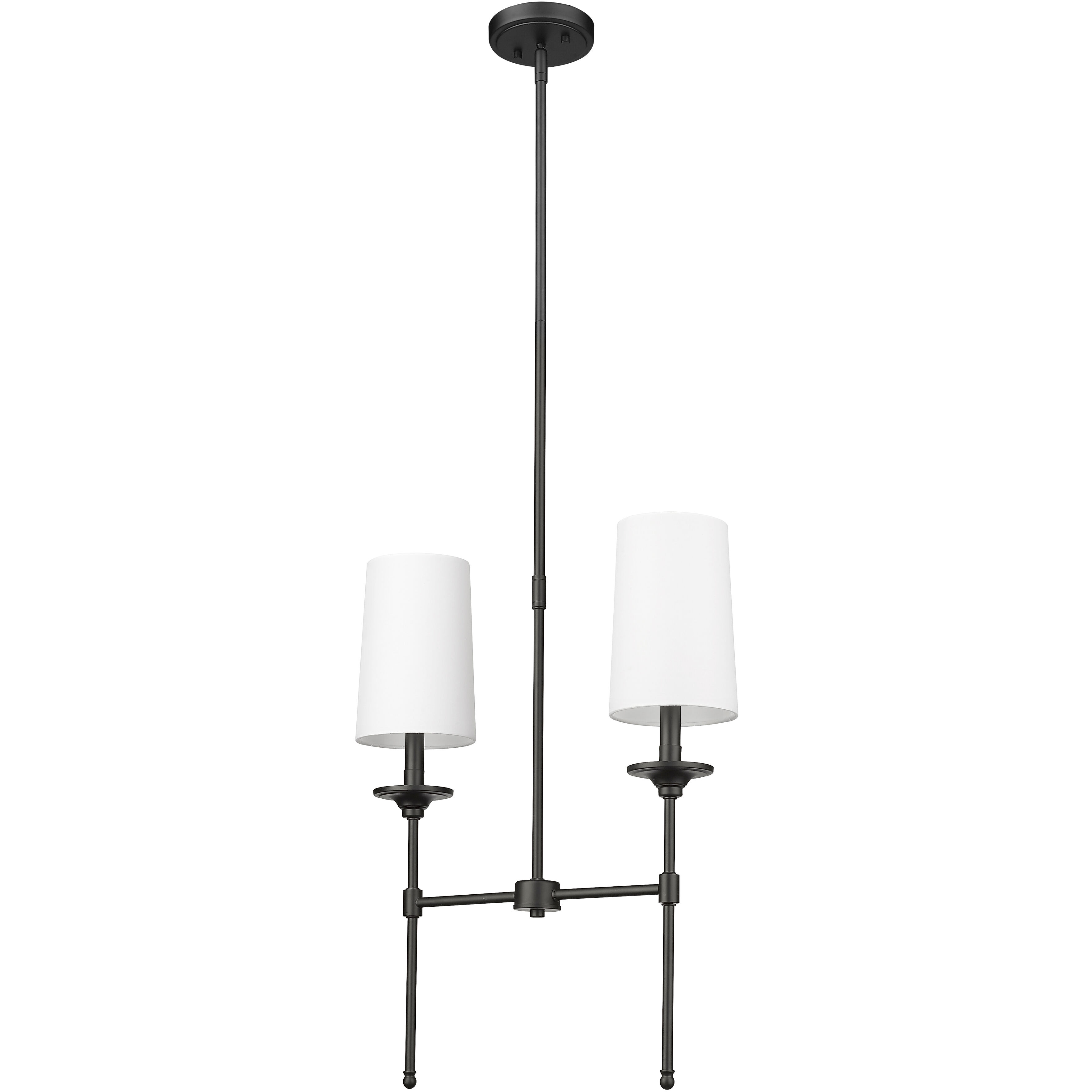 Emily 2 Light 19 inch Matte Black Linear Chandelier Ceiling Light