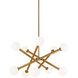 Matchstix 10 Light 28 inch Aged Gold Brass Pendant Ceiling Light in Aged Gold Brass and Opal Glass