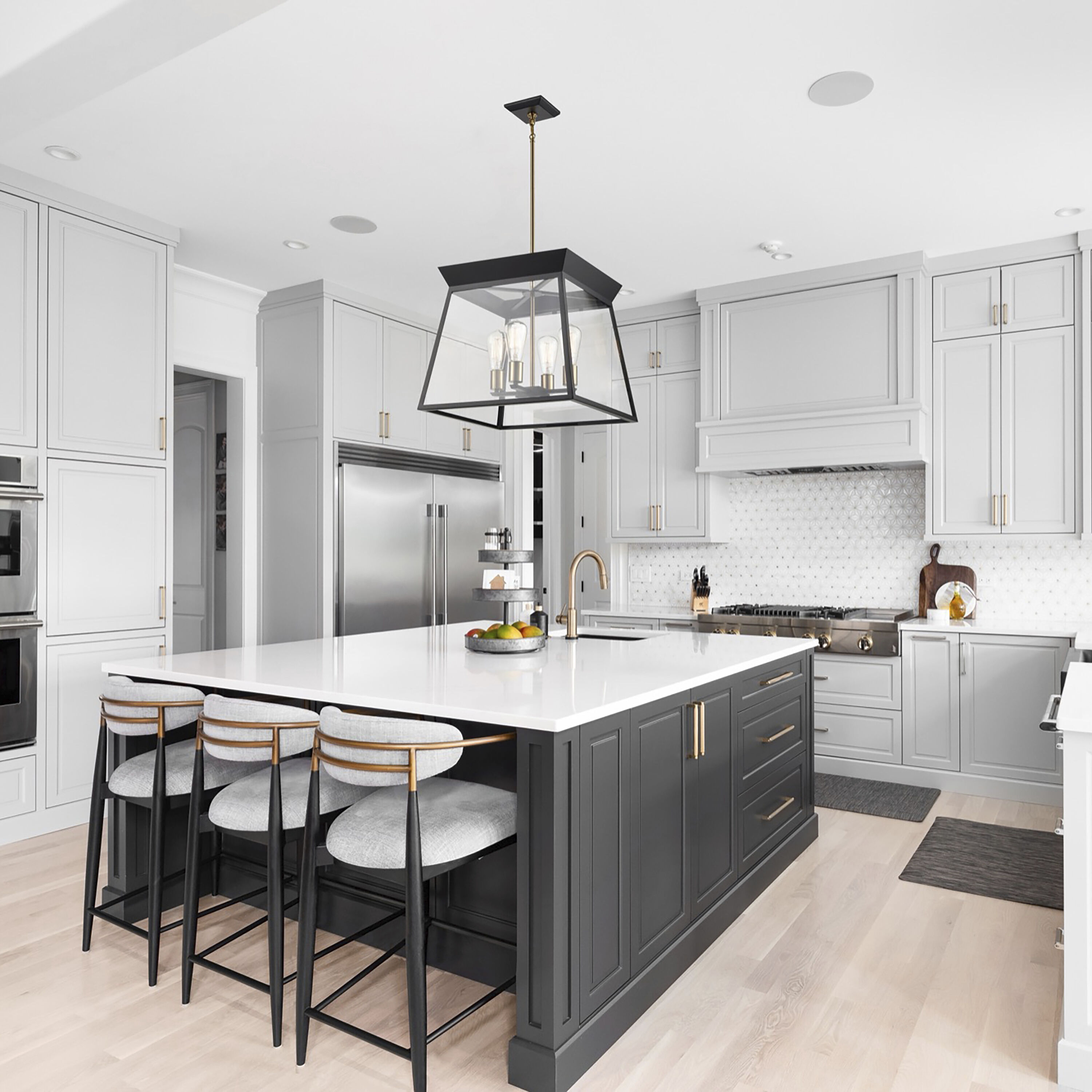 Lucian LED 18 inch Black and Brushed Brass Chandelier Ceiling Light