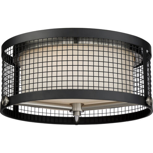 Pratt 3 Light 16.75 inch Black and Brushed Nickel Accents Flush Mount Ceiling Light