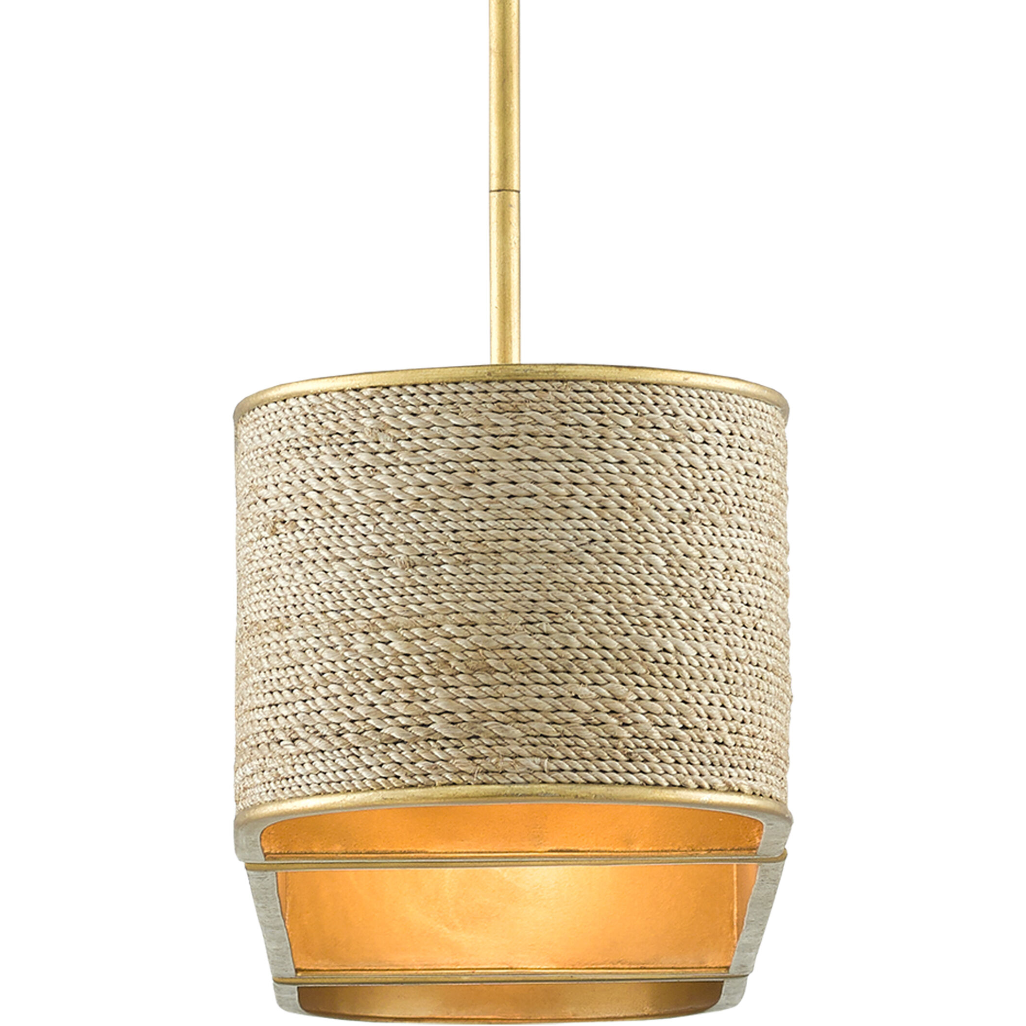 Tenby 4 Light 42 inch Contemporary Gold Leaf/Abaca Rope Chandelier Ceiling Light