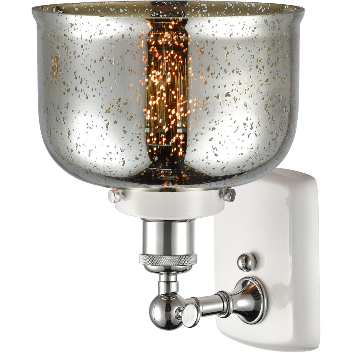 Ballston Bell LED 8 inch White and Polished Chrome Sconce Wall Light in Silver Plated Mercury Glass