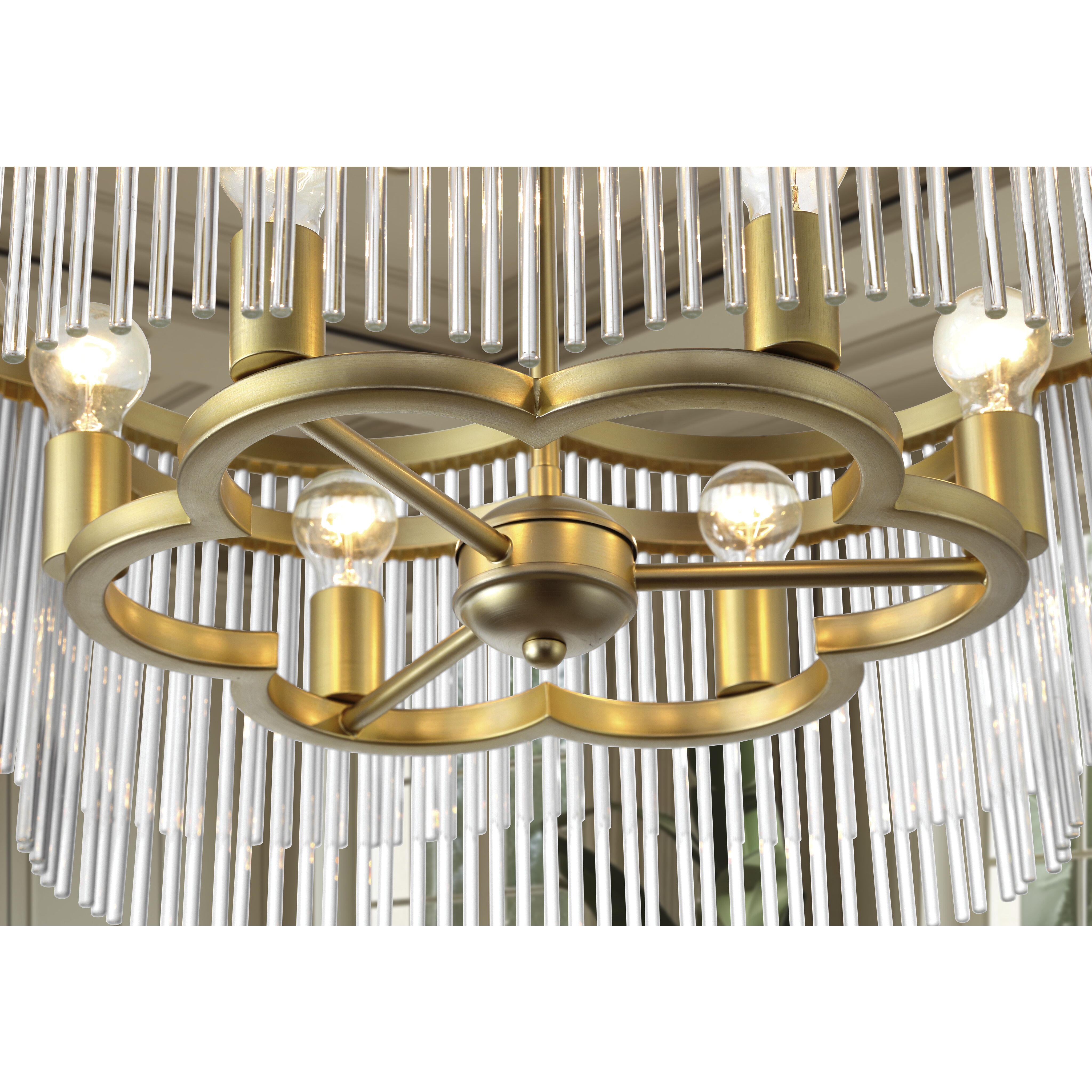 Azura 6 Light 34 inch Heirloom Brass Scalloped Pendant Ceiling Light
