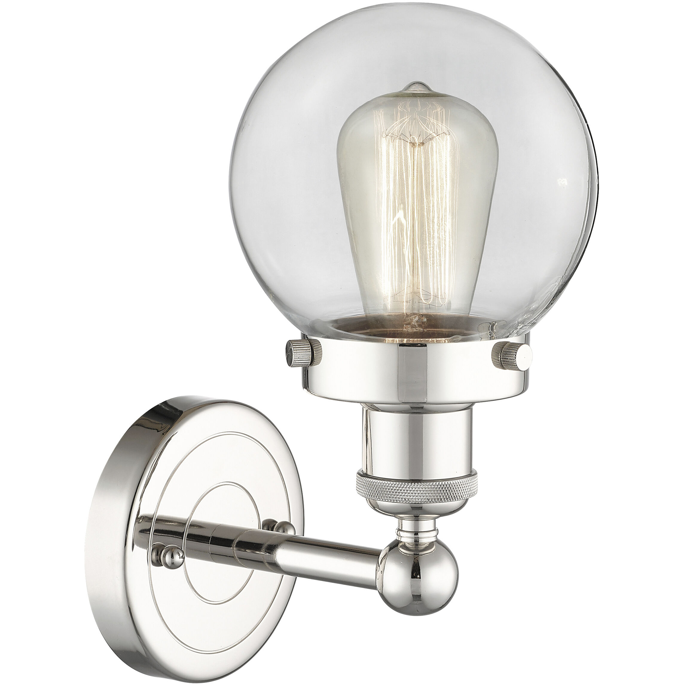 Beacon 1 Light 6.5 inch Polished Nickel Sconce Wall Light in Clear Glass, Small
