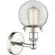 Beacon 1 Light 6.5 inch Polished Nickel Sconce Wall Light in Clear Glass, Small