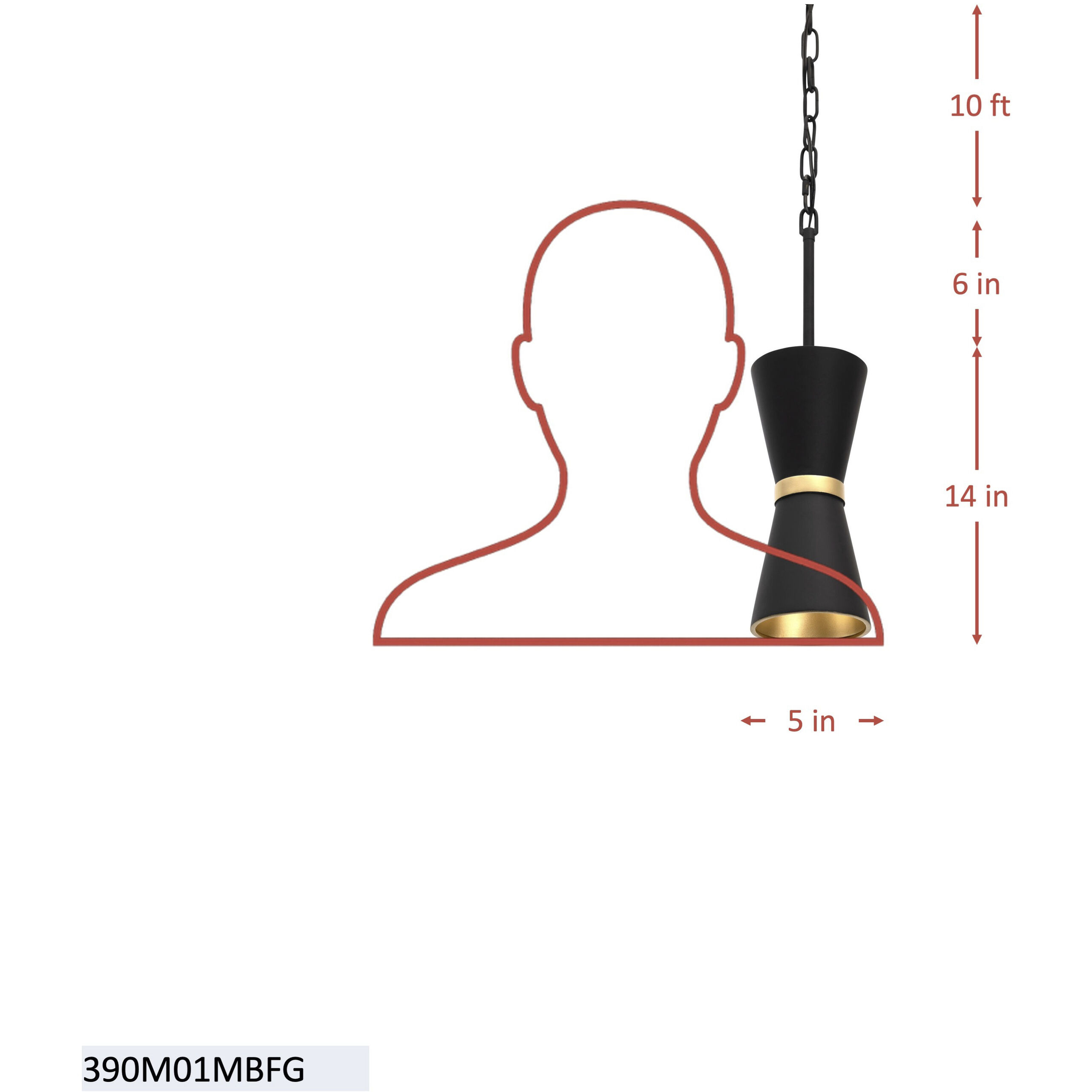 Mad Hatter 1 Light 5 inch Matte Black and French Gold Mini Pendant Ceiling Light