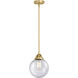 Nouveau 2 Beacon LED 8 inch Satin Gold Mini Pendant Ceiling Light in Seedy
