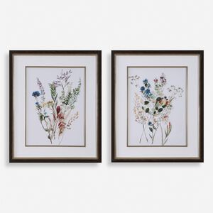 Delicate Flowers 33.63 X 27.63 inch Framed Prints, Set of 2