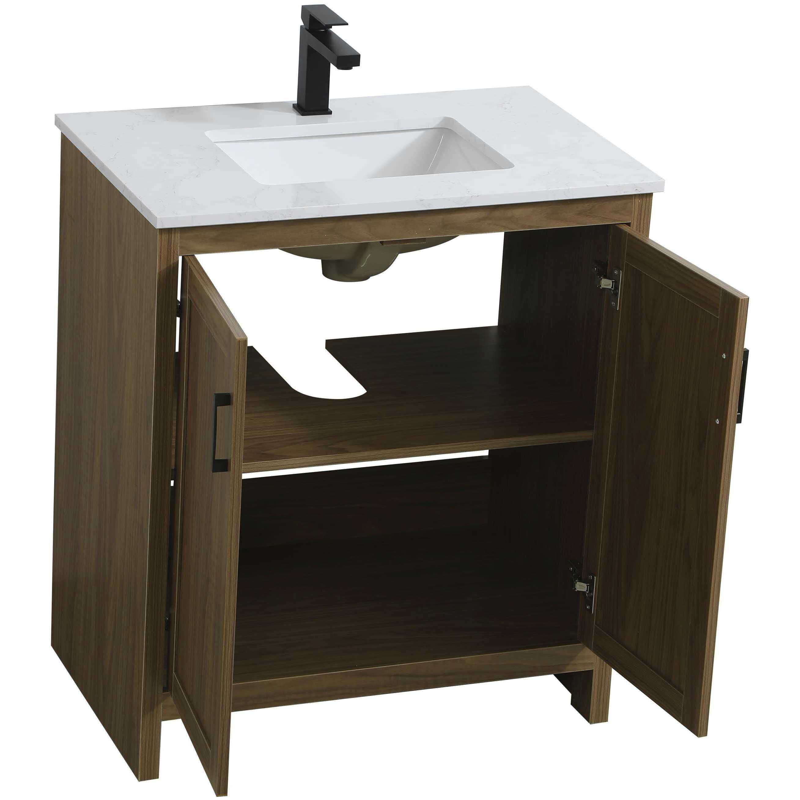 Finnley 30 X 34 inch Walnut Brown Bathroom Vanity Cabinet