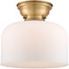 Aditi X-Large Bell 1 Light 12 inch Brushed Brass Flush Mount Ceiling Light in Matte White Glass, Aditi