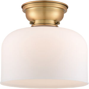 Aditi X-Large Bell 1 Light 12 inch Brushed Brass Flush Mount Ceiling Light in Matte White Glass, Aditi