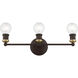 Lansdale 3 Light 20 inch Bronze with Antique Brass Accents Vanity Sconce Wall Light