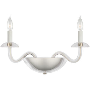 Paloma Contreras Brigitte LED 24.5 inch Clear Glass and Polished Nickel Double Sconce Wall Light, Small
