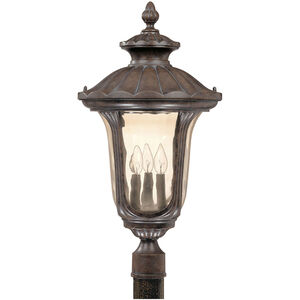 Beaumont 3 Light 27 inch Fruitwood and Amber Post Lantern