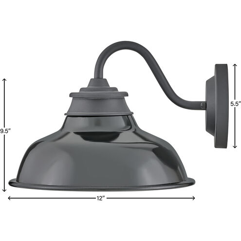 Wallace LED 9.5 inch Museum Black with Gloss Black Outdoor Barn Light, Gooseneck