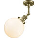 Franklin Restoration Large Beacon 1 Light 8 inch Antique Brass Sconce Wall Light in Cased Matte White Glass, Franklin Restoration
