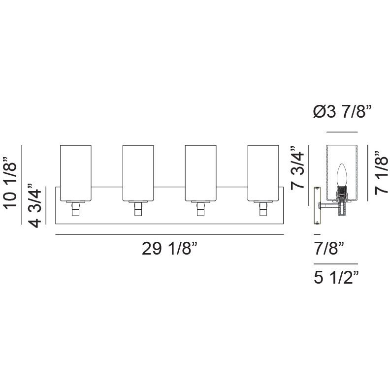 Candela 4 Light 29.13 inch Matte Black Wall Sconce Wall Light in Matte Black and Clear