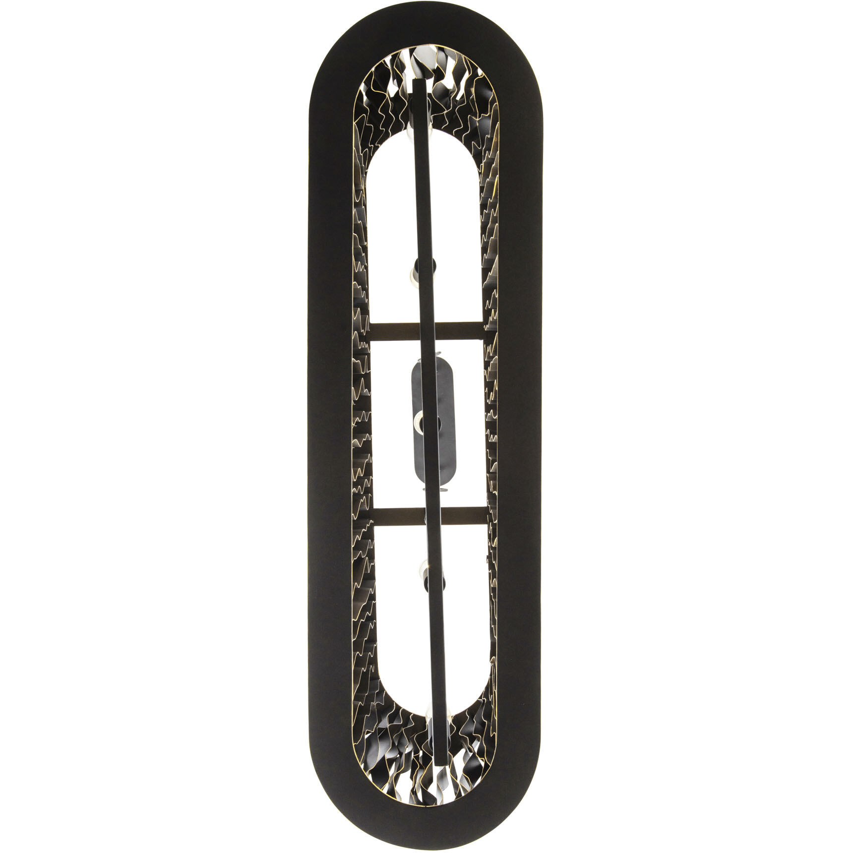 Estela 5 Light 36 inch Matte Black and French Gold Linear Pendant Ceiling Light, Smithsonian Collaboration