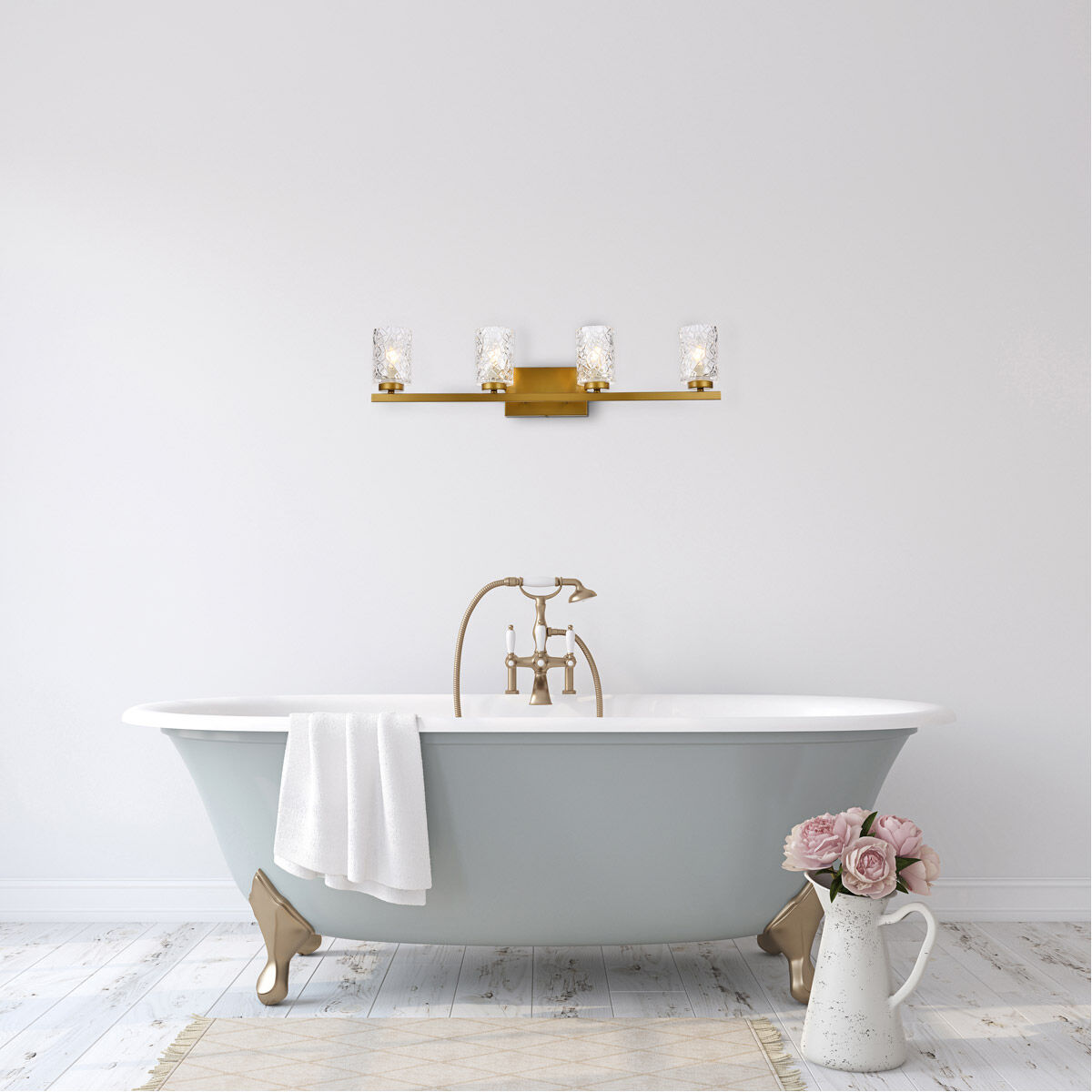 Cassie 4 Light 32 inch Brass Bath Sconce Wall Light