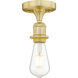 Bare Bulb 1 Light 2 inch Satin Gold Semi-Flush Mount Ceiling Light