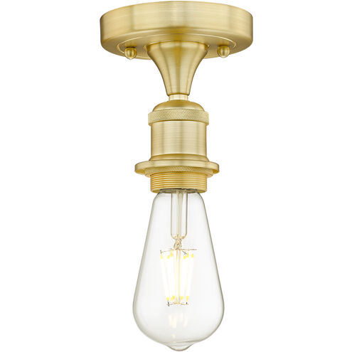 Bare Bulb 1 Light 2 inch Satin Gold Semi-Flush Mount Ceiling Light